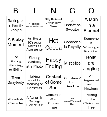 Bad Christmas Movie Bingo Card