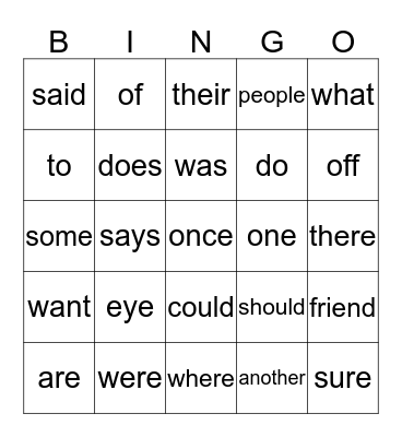 Saxon Phonics Grade 1 Lesson 128 Bingo Card
