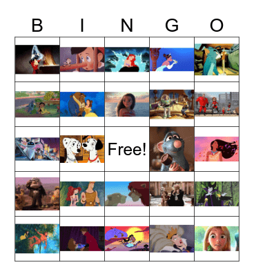 Disney movies Bingo Card
