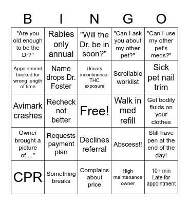 DVM BINGO Card