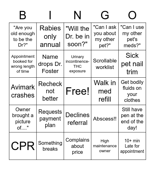 DVM BINGO Card