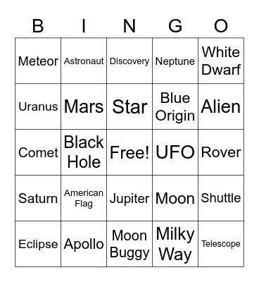 Space Bingo Card