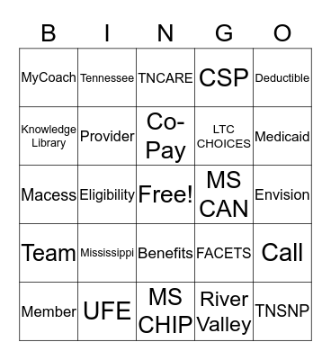 UHC Bingo! Bingo Card