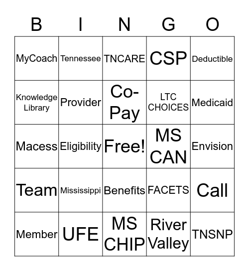 UHC Bingo! Bingo Card