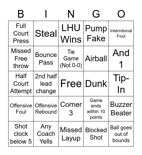 B-Ball Bingo Card