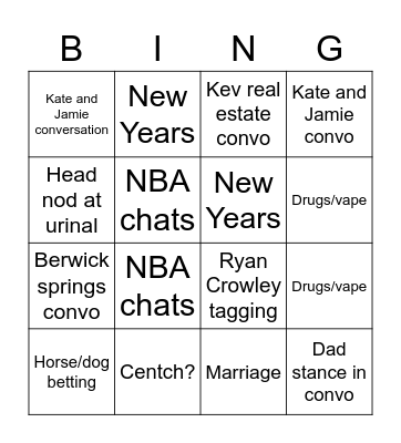 Pink Hotel Bingo Card