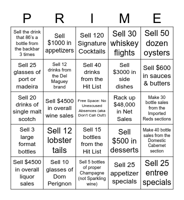 117 Prime BINGO (11/16-12/31) Bingo Card