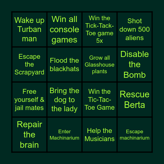 4x4 Machinarium Bingo Card