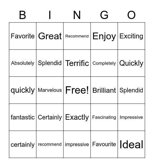 NPS Bingo Card