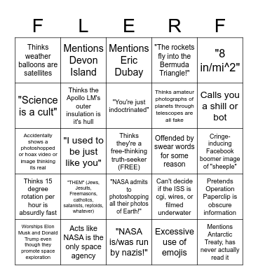 Flat Earth Bingo Card