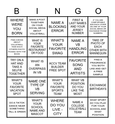 GETTING TO KNOW YOU Bingo Card