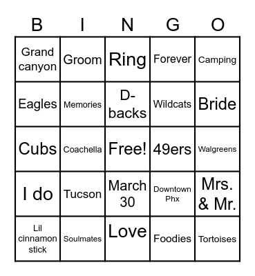 Felicia & Mike Bingo Card
