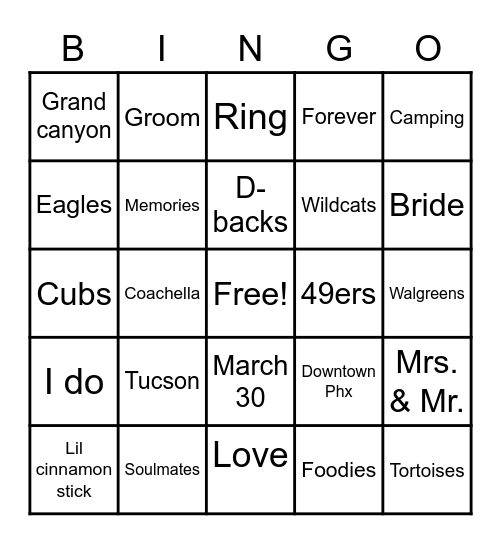 Felicia & Mike Bingo Card
