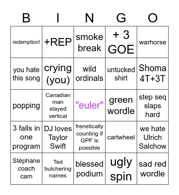 NHK Men FS Bingo Card