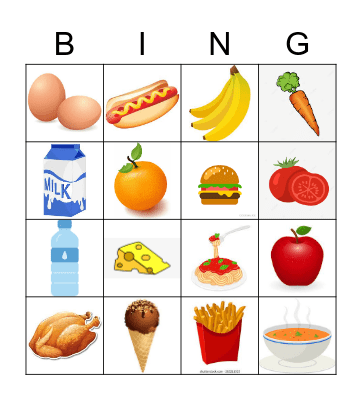 FOOD BINGO Card