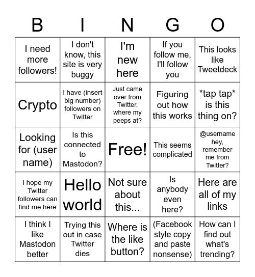 Twitter Expat Bingo Card