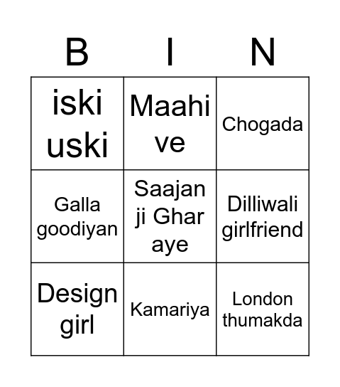 #MehakkiMehnedi Bingo Card