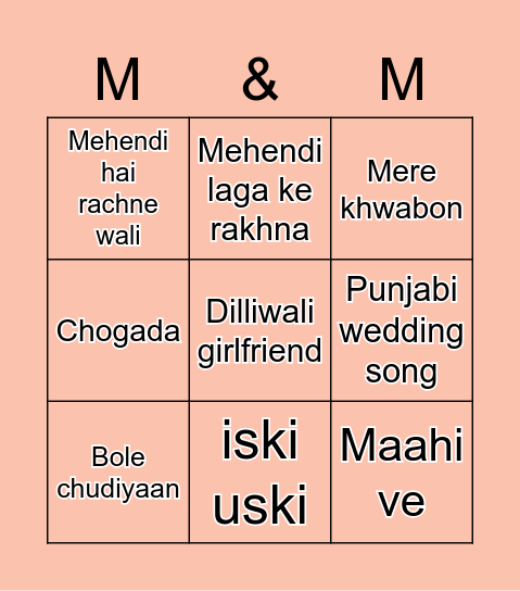 #MehakkiMehendi Bingo Card