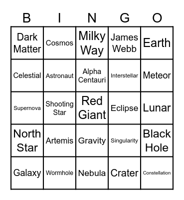 Astro Bingo Card