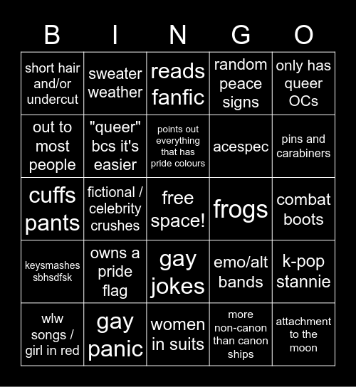 my gay culture Bingo Card
