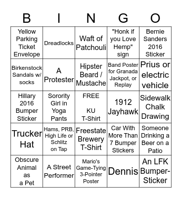 Mass St. Bingo Card