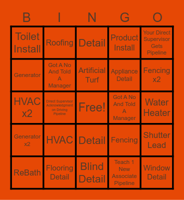Its All In The Detail Bingo Card