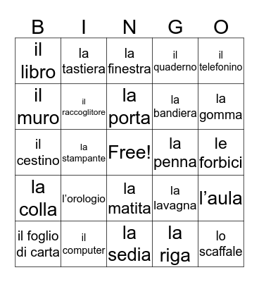 Aula Oggattetti Italiano Bingo Card