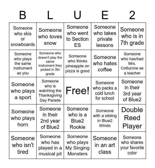 Blue2 Bingo Card