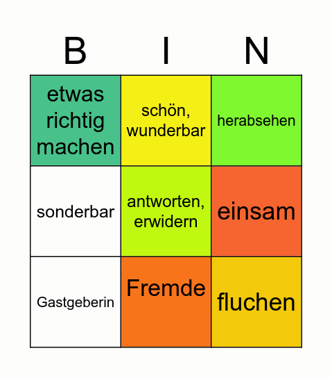 Vocabulary 12 - 24 Bingo Card