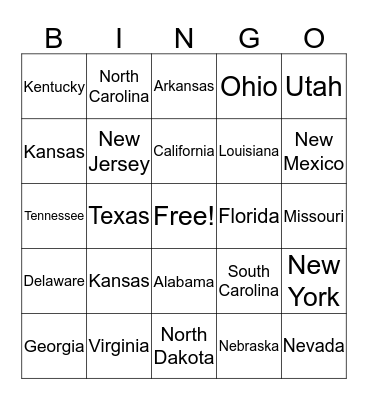 United States Bingo Card