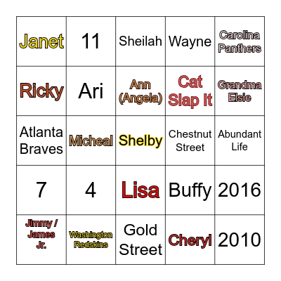 McDowell Family Thanksgiving Bingo Card