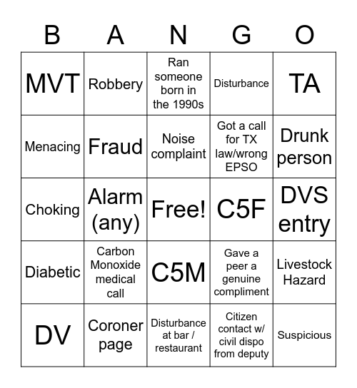 Happy Turkey BANGO Bingo Card