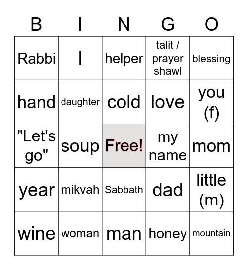 HSBS  Bingo1-4 (English) Bingo Card