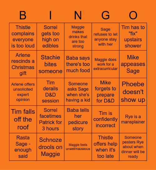 Thanksgiving Bingo 2022 Bingo Card