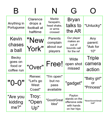 Krossfire Bingo Card