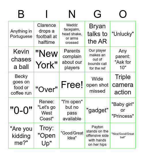 Krossfire Bingo Card