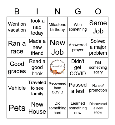 Grateful Bingo Card