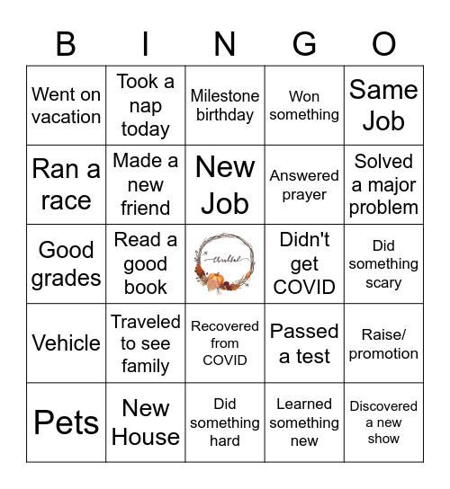 Grateful Bingo Card