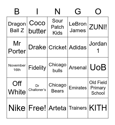 Untitled Bingo Card