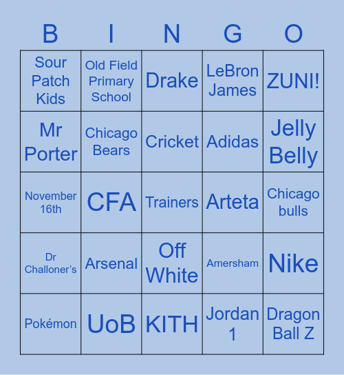 Aqib Bingo! Bingo Card