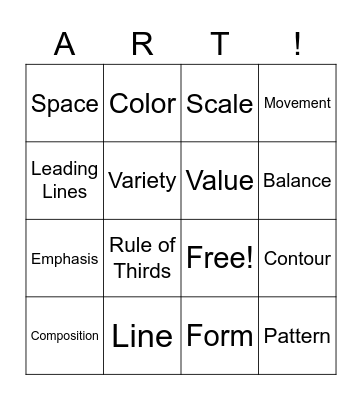 Elements and Principles of Art Bingo Card