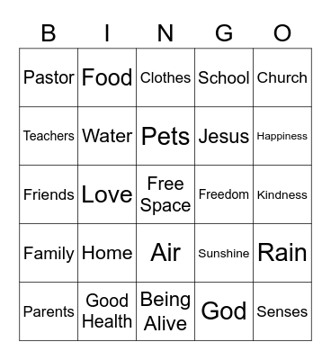 We are thankful for Bingo Card