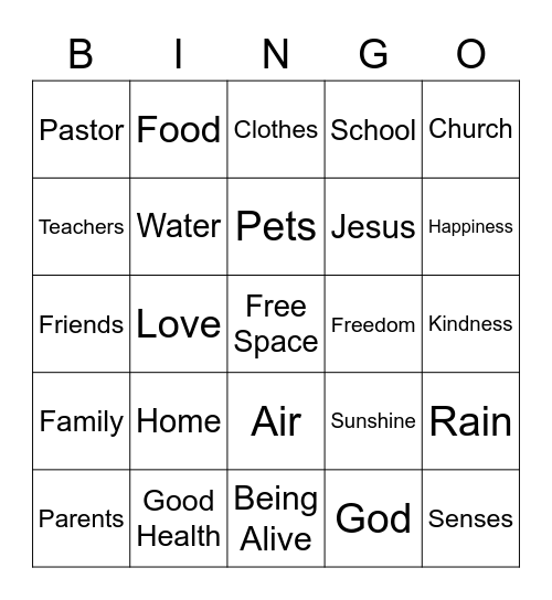 We are thankful for Bingo Card