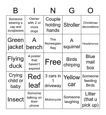Gloria & Ole Sunday Bingo Card
