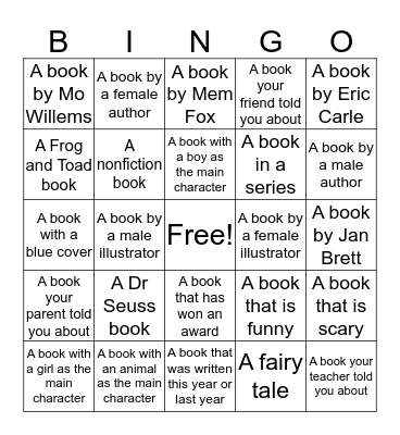 SAIL Book Bingo Gr. K-2 Bingo Card