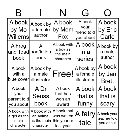 SAIL Book Bingo Gr. K-2 Bingo Card