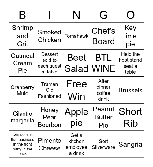 Server Bingo Card