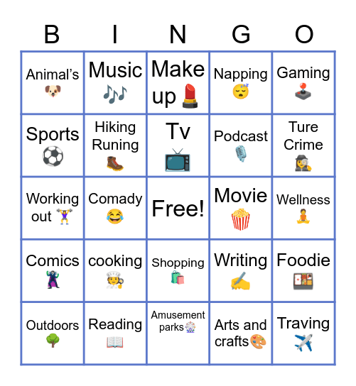 😊Share your Hobbies😊 Bingo Card