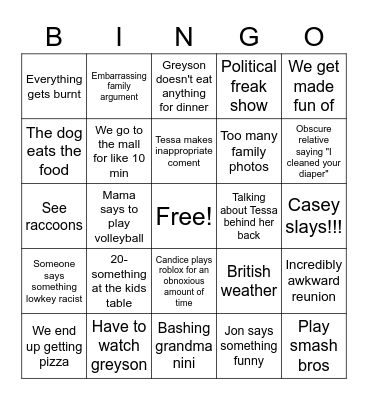 Thanksgiving Bingo Card