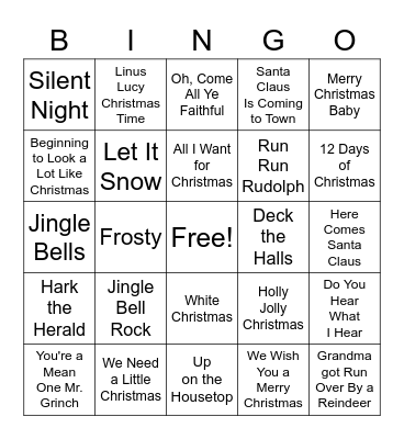 Christmas Singo Bingo Card